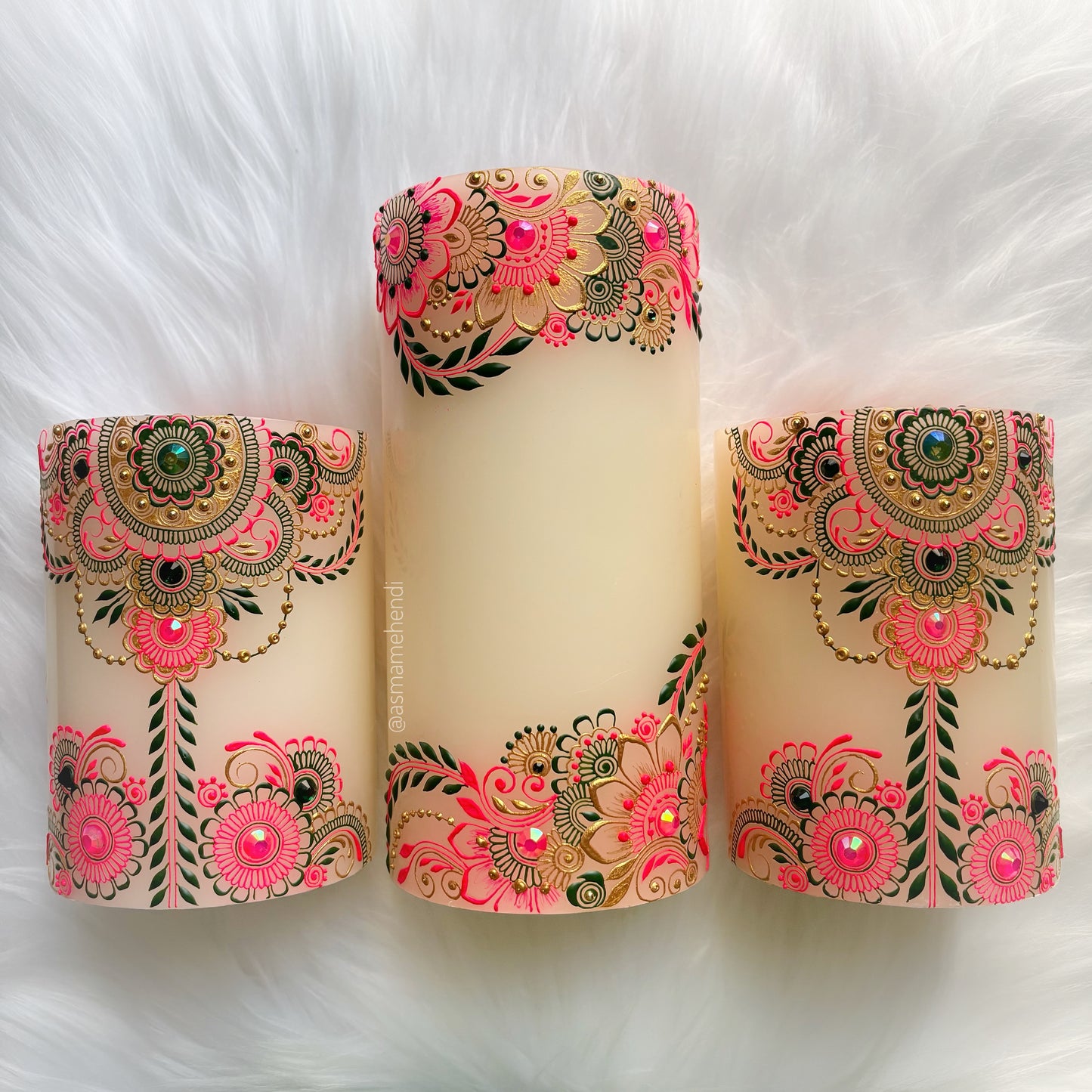Mehndi Theme Candle Set | Wedding | Engagement | Home Decor