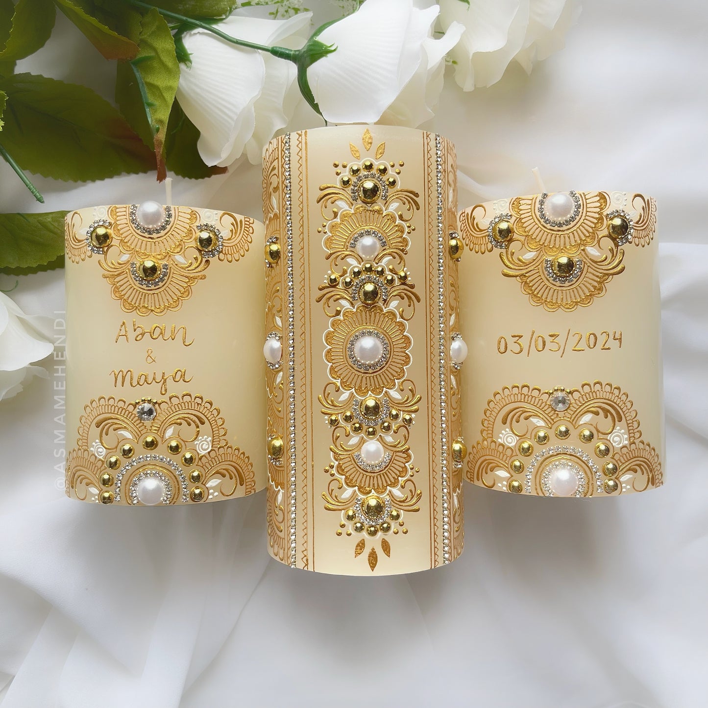 Personalized Henna Candle Set | Wedding | Engagement | Home Decor