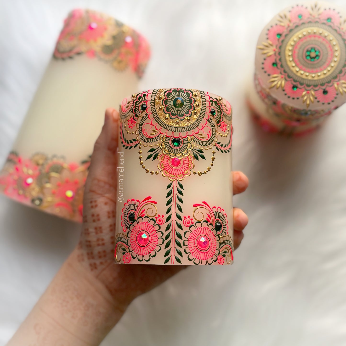 Mehndi Theme Candle Set | Wedding | Engagement | Home Decor