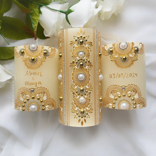 Personalized Henna Candle Set | Wedding | Engagement | Home Decor