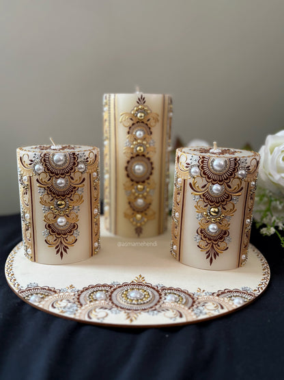 Elegant Henna Candle Set | Wedding | Engagement | Home Decor