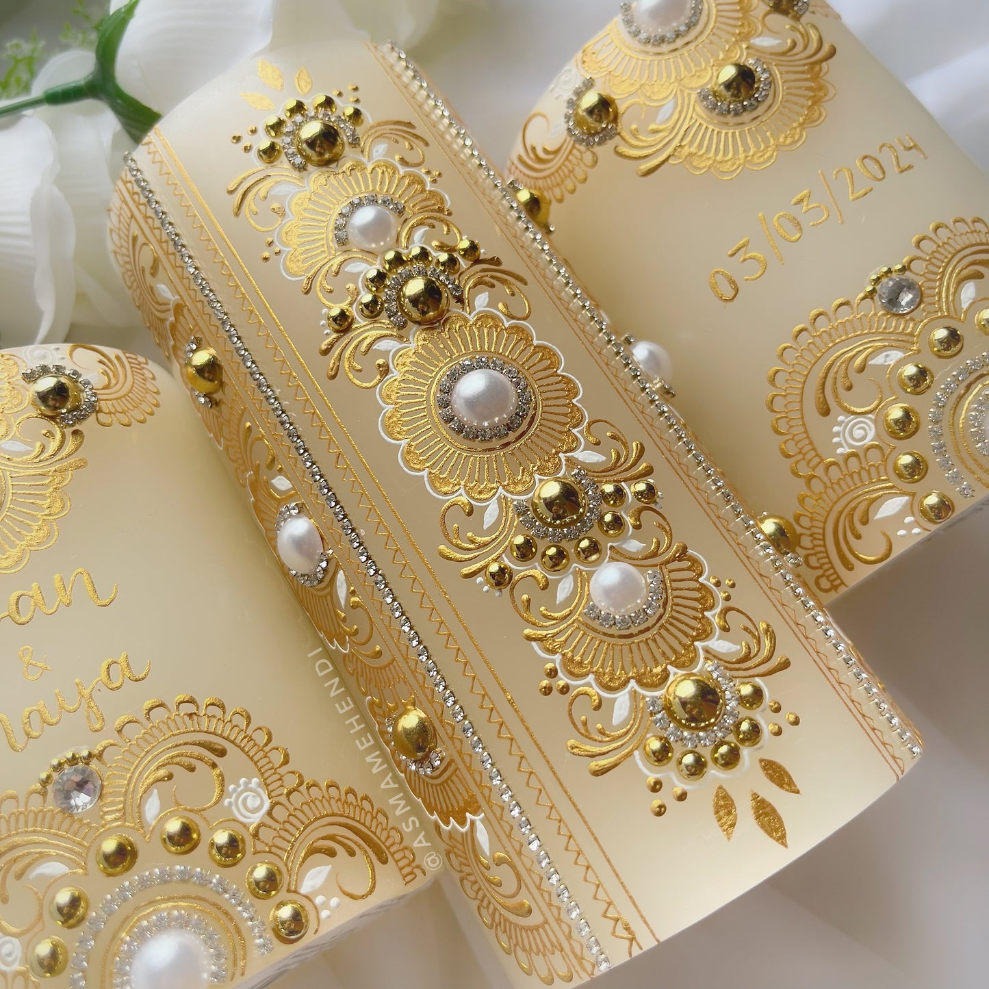Personalized Henna Candle Set | Wedding | Engagement | Home Decor